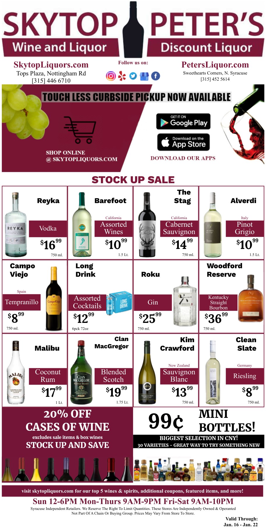 syracuse weekly wine and liquor sales