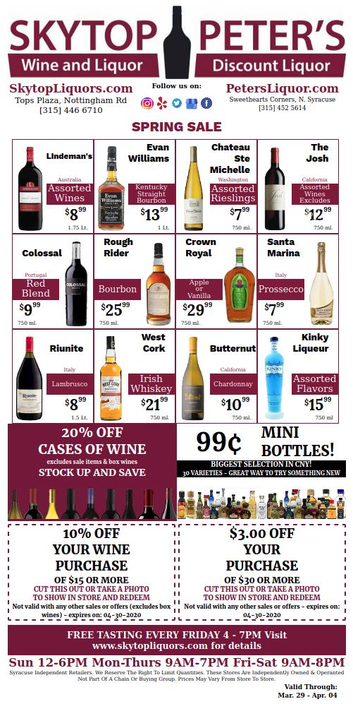 Liquor and wine sale april 2020