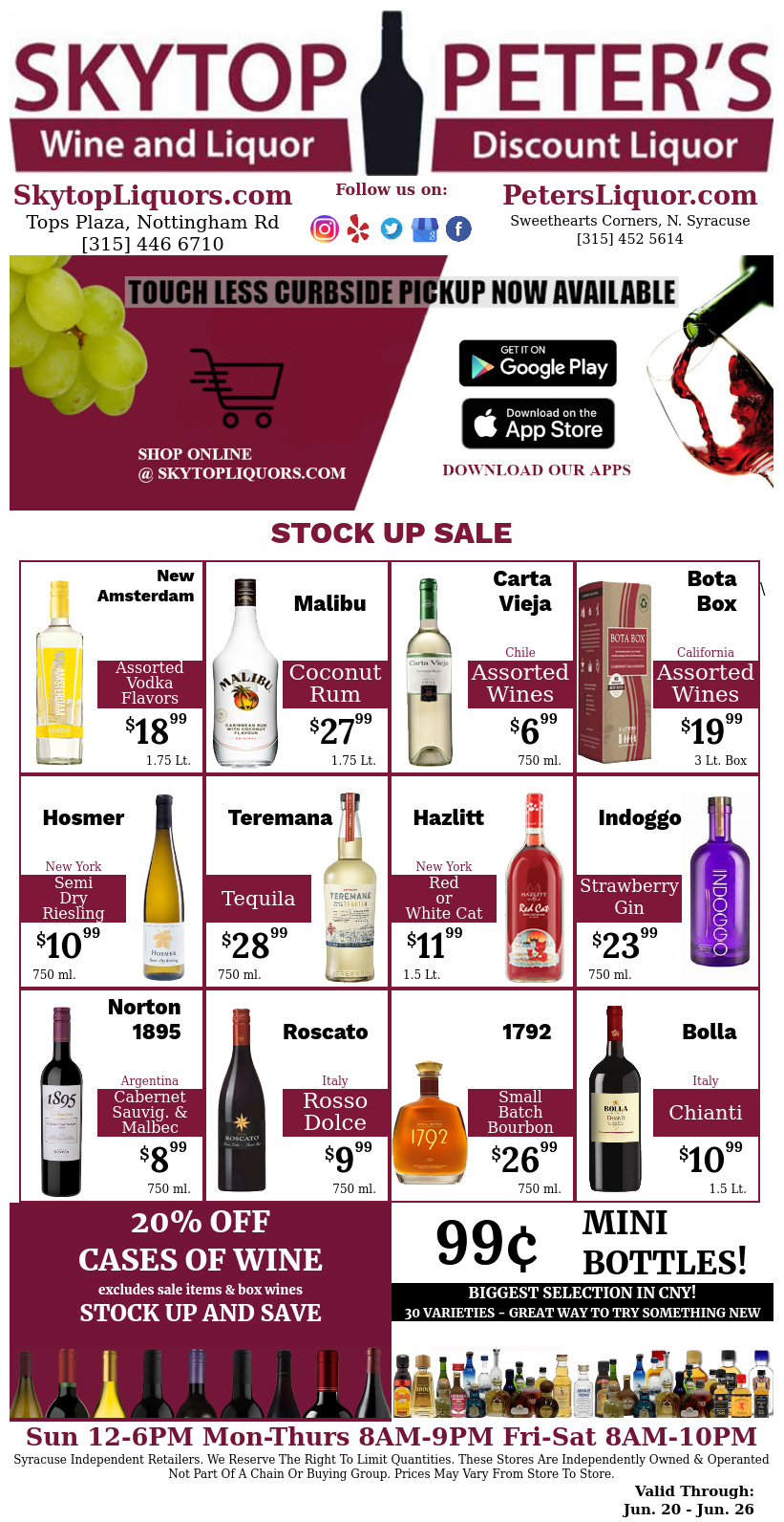 syracuse wine and liquor ad for june 2021