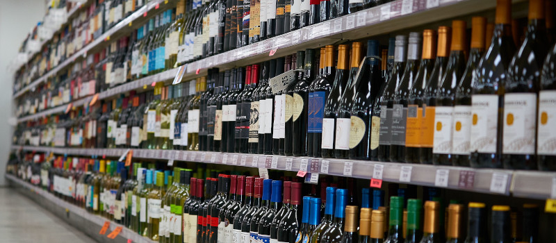 wall of wine bottles